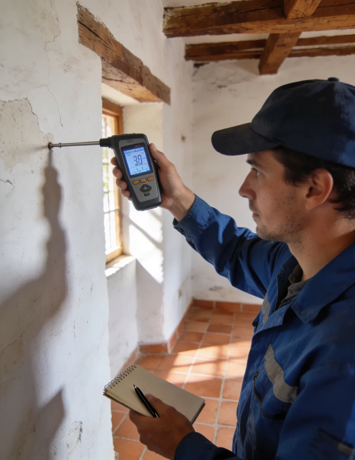 Técnico HUMIX revisando un caso de humedad en Castilla-La Mancha